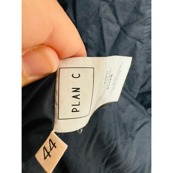 Plan C Dark Blue 100% Cotton Square Neck Button Up Back A-Line Dress Size 44 - Picture 12 of 14